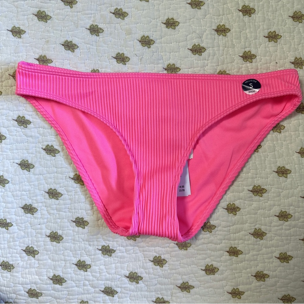 Ribbed Bright Pink Bikini Bottoms